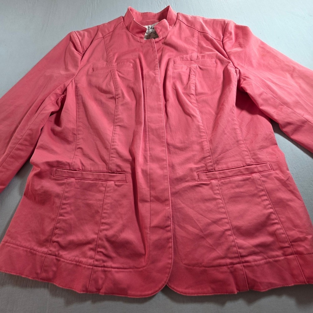 David Brooks Pink Stand Collar Zip Front Blazer Jacket Womens Medium